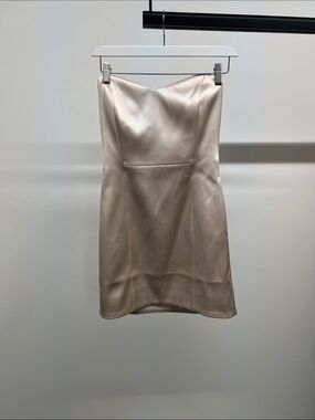 Strapless Satin Dress in Champagne